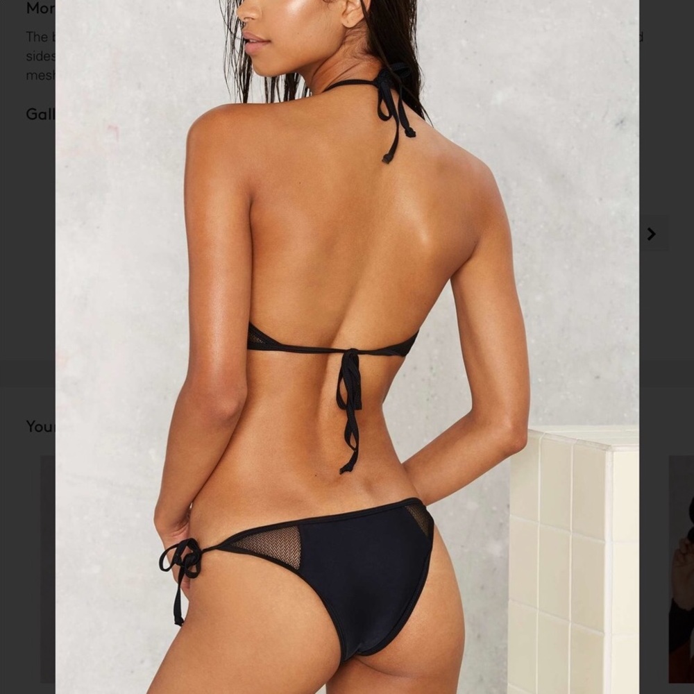 REE BEES|| BLACK TIE MESH BIKINI SET - Picture 2 of 6